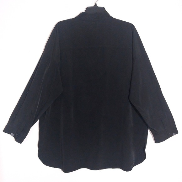Chicos Soft Black Button Front Rolled Tab Long Sleeve Collared Shirt Size 3 EUC - Picture 6 of 11